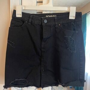Rewash Black Distressed Mini Skirt